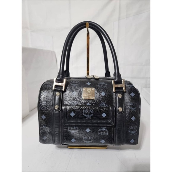 Authentic MCM Visetos Boston Bag Black - Picture 1 of 10